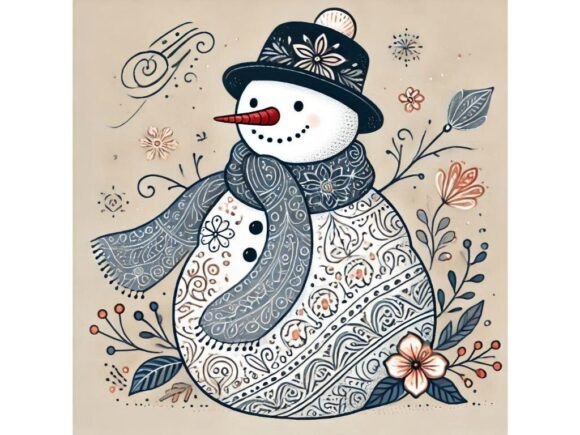 A Snowman with Decorative Calligraphy Pa: Your Winter Design Toolkit