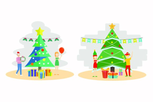 Christmas Decorative Tree Vector Set: Festive Design Assets