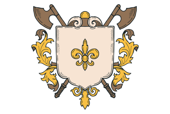 Crossed Axes Blazon Template: A Decorative Heraldic Asset