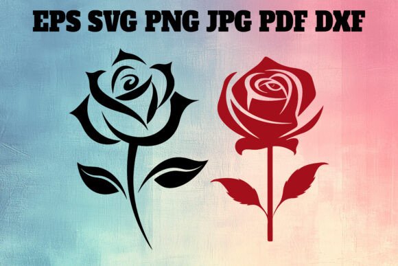 Decorative Rose Silhouette: A Modern Design Asset