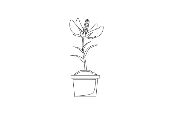 Flowers Pot Decorative Botanical Outline: A Designer's Asset