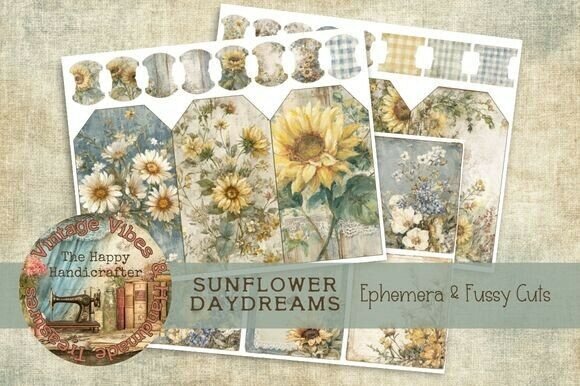 Sunflower Daydreams Ephemera & Fussy Cut: Rustic Journaling