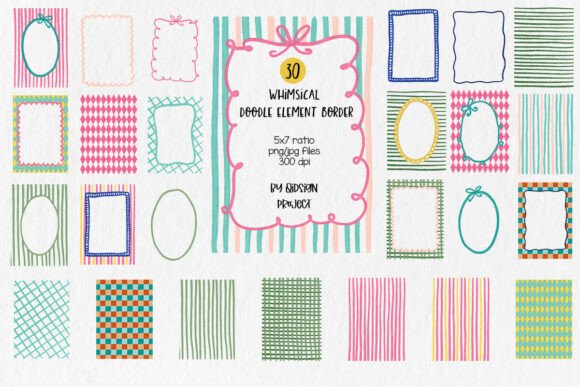 Whimsical Doodle Border Frames Set: Playful Design Elements